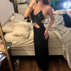 Sean Collection Glittering Black Backless Dress